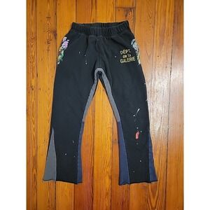 Gallery Dept Painted Flare L Sweatpants Washed Black Relaxed Fit Splatter Paint
